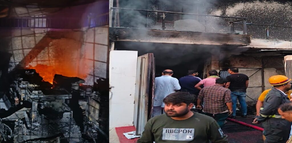 इलेक्ट्राॅनिक गोदाम में लगी भीषण आग, चार दमकल की गाड़ियों ने पाया काबू
