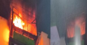 अपार्टमेंट में भीषण आग लगने से मचा हड़कंप , दमकल कर्मियों ने आग पर पाया काबू
