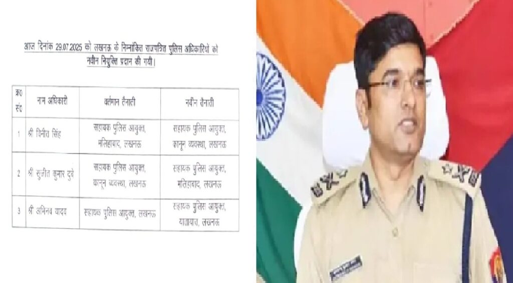 लखनऊ में तीन एसीपी के तबादले, ट्रैफिक शाखा में नई नियुक्ति