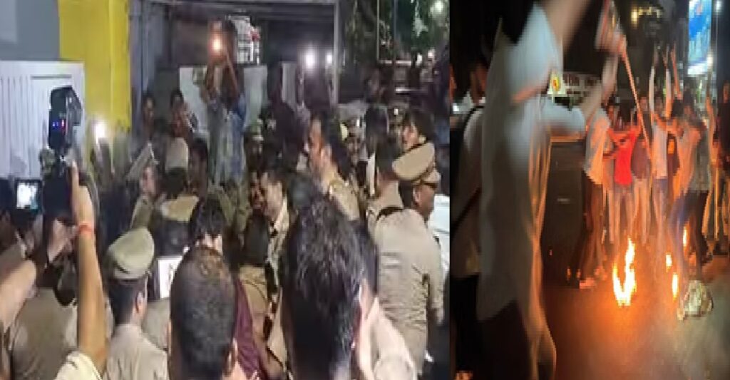 एबीवीपी कार्यकर्ताओं ने मंत्री का आवास घेरा, पुतला फूंका, जमकर नारेबाजी करते हुए किया पथराव