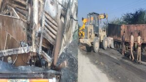 हाईवे पर आग का तांडव! दो ट्रकों की टक्कर के बाद जिंदा जले तीन लोग, मचा हड़कंप