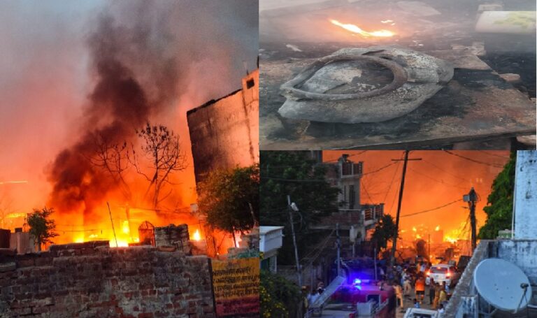 लखनऊ के विकासनगर में भीषण अग्निकांड: 1200 झोपड़ियां जलकर राख, कई बच्चे लापता