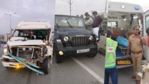 “दिल्ली-मेरठ एक्सप्रेसवे पर दर्दनाक हादसा: ट्रैवलर की टक्कर से तीन युवकों की मौत”