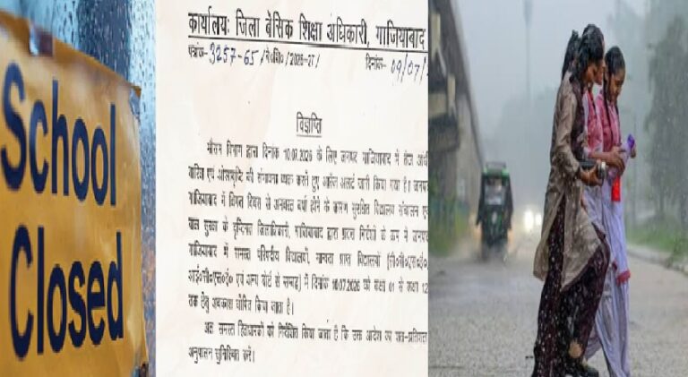 यूपी में बारिश का बड़ा असर: गाजियाबाद, मेरठ और कासगंज में 12वीं तक के सभी स्कूल बंद, प्रशासन हाई अलर्ट पर