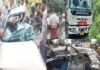 डंपर की टक्कर से कार सवार एक ही परिवार के चार लाेगाें की दर्दनाक मौत