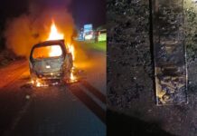 लखनऊ-सीतापुर हाईवे पर कार में लगी भीषण आग, जिंदा जला वाहन स्वामी