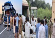 अंबेडकरनगर में मौत का एक्सप्रेसवे, बस-ट्रेलर की टक्कर में 4 की मौत